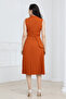 Pleated Detailed Midi Dress - Terracotta - 6