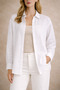 Women's Full White Linen Low Sleeve Loose Fit Shirt - 4