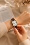 Gekas Luxury Women's Wristwatch - Vintage Rectangular Case with Gold Detailing, Brown Leather Strap, Premium Watch - 4