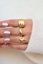 Women's Gold 3-Piece Ring Set Curved Twist Minimal Design