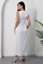 Square Neck Ruched Waist Slit Dress YZC25Y223 - 7
