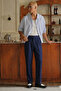 Men's Pleated Old Money Classic Fabric Trousers Comfortable Fit Summer Wear - 2