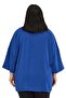 Plus Size Shirt Collar Low Truvakar Sleeve Relaxed Fit Cobalt Blue Blouse - 3