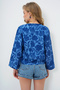 Women's Navy Blue V-Neck Ribbed Tie-Front Crop Jacket Alc-X13745 - 7