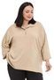 Plus Size Shirt Collar Low Truvakar Sleeve Relaxed Fit Beige Color Blouse - 6