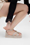 Women's Beige Suede Comfortable Ankle Strap Sandals - 2