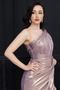 Pleated One-Shoulder Long Designer Dress - Li̇la - 3