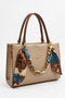 Medium Size Women's Handbag with Chain and Scarf Detail En 24 Boy 19 cm
