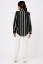 Women's Black and White Striped Shirt with Pockets, Long Sleeve Viscose Shirt - - 2