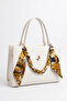 Medium Size Women's Handbag with Chain and Scarf Detail En 24 Boy 19 cm - 3