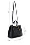 Women's Faux Leather Black Shoulder Bag - 2