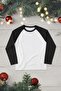 White Raglan T-Shirt Black Sleeves Pajama Set - 2