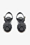 Navy Blue Genuine Leather Women's Strappy Cage Sandals - 6