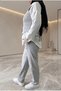 Women's Zero-Sleeve V-Neck Mini Vest & High-Waist Wide-Leg Ribbed Front Pants Set - 2