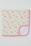 Newborn Baby Blanket with Cute Rabbits Pattern and Flowers, Standard, Cream - 2