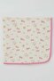 Newborn Baby Blanket with Cute Rabbits Pattern and Flowers, Standard, Cream