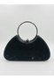 Very Stylish Evening Dress and Clup Bag with Gold Ring Detail, Honeycomb Shiny Leather and Long Chain Strap