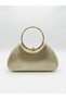 Very Stylish Evening Dress and Clup Bag with Gold Ring Detail, Honeycomb Shiny Leather and Long Chain Strap