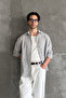 Men's Oversize 100% Cotton Flam Linen Checkered Shirt - 2