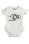 Father-Son Themed Fist Printed Baby Bodysuit, White, Short Sleeve