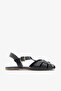 Navy Blue Genuine Leather Women's Strappy Cage Sandals - 5