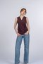 Women's Summer Claret Red Carina Double Breasted Parachute Fabric Vest Stylish Daily Comfortable 9142