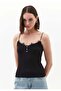 V Neck Strap Tank Top - BLACK - 3