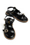Women's Black Leather Buckle Detailed Ankle Strap Casual Sandals - 8