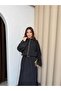Black Women's Premium Tencel Fabric Skirt with Belt Detail and Flowy Textured Jacket Skirt Set - 8