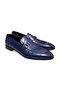 Dark Blue Color Laceless Genuine Leather Leather Sole Men's Shoes