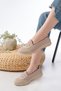 Cream Lace Detailed Women's Ballerina Casual Shoes Walking Shoes Sports Shoes Mother's Shoes