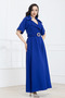Double-Breasted Collar Belted Casual Dress - Cobalt Blue - 5