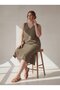 Sleeveless V-Neck Large Size Casual Dress Khaki - 5