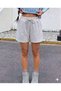 Shorts - Women's Gray Oversize Relaxed Fit High Waist Lace-Up Casual Shorts