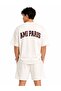 Men's Heart Embroidered Back Printed Oversize Thick Fabric Cotton Shorts T-Shirt Set - 2