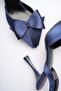 Dublin Premium Navy Blue Bowknot Satin Slingback Heeled Shoes - 2