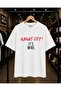Hands Off Its Mine Chest Printed 100% Cotton Oversize Loose Regular Fit Crew Neck T-Shirt