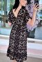V-Neck Elastic Waist Viscose Dress 6Y035 - 2