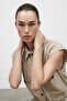 Beaded Detailed Sleeveless Shirt Beige - 4