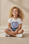 Girl's Heart Appliqué T-Shirt and Denim Shorts Skirt Set - 3