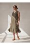 Sleeveless V-Neck Large Size Casual Dress Khaki - 3