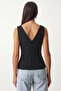 V-Neck Sleeveless Woven Blouse Lzh0027 Black - 3