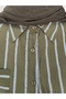 Yankı Hella Striped Single Pocket Shirt-Na878 Khaki - 4
