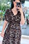 V-Neck Elastic Waist Viscose Dress 6Y035 - 3
