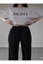 Unisex Wide Cut T-Shirt Tracksuit Set with Balance Text Print