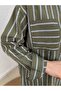 Yankı Hella Striped Single Pocket Shirt-Na878 Khaki - 2