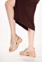 Genuine Leather Platform Sole Sandals Pkr.64027 Beige - 4