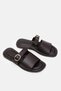 Mira Acı Brown Matte Leather Gold Buckle Detailed Summer Holiday Night Women's Slippers