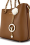 Women's Faux Leather Tan Handbag - 4