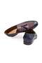 Dark Blue Color Laceless Genuine Leather Leather Sole Mirror-Plated Knitted Men's Shoes - 2